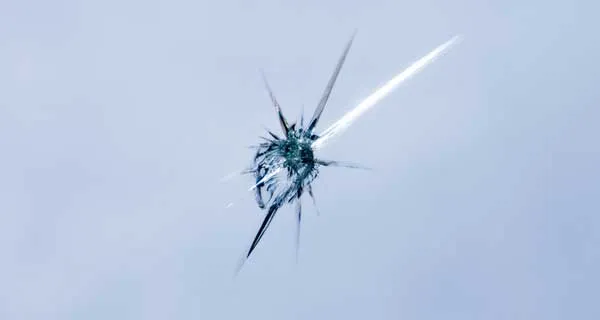 Cracked windshield in need of replacement